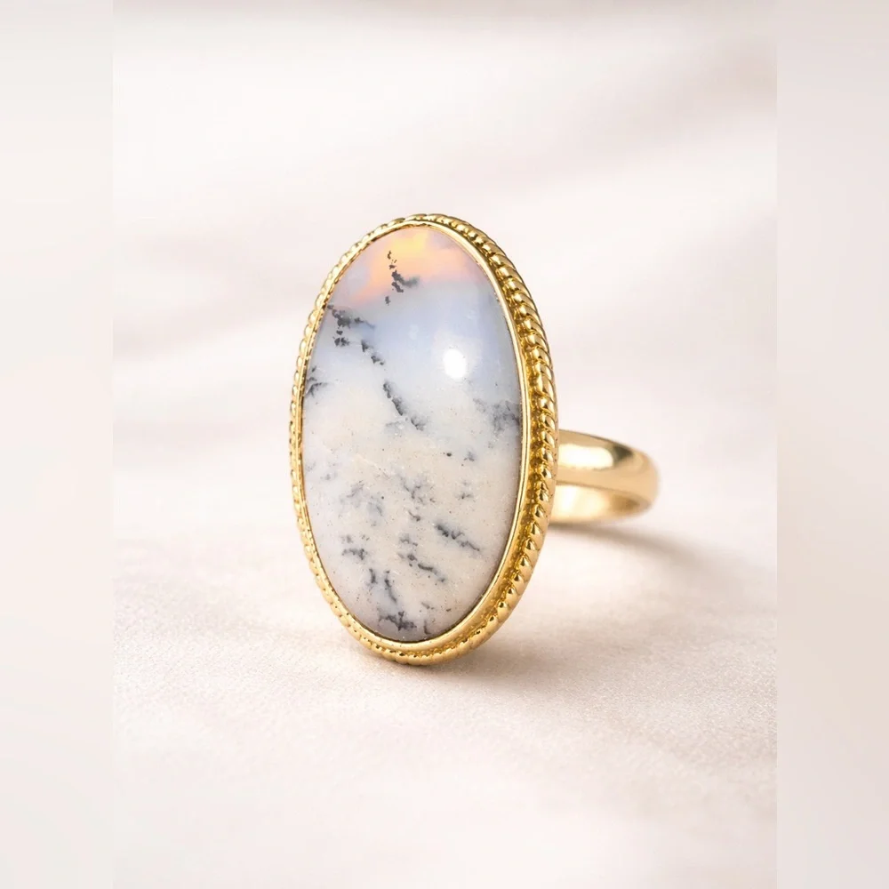 Vintage Natural Dendritic Opal Size 7 Ring